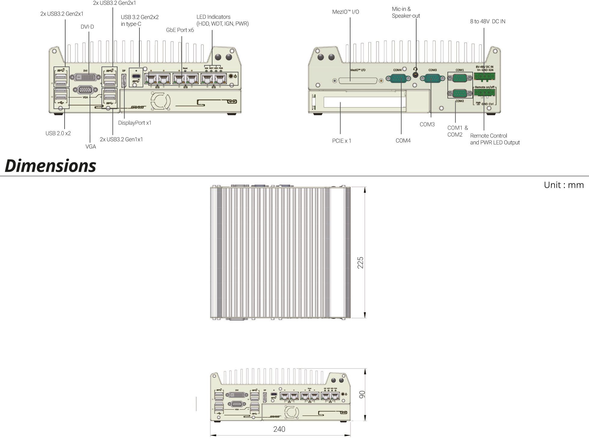 Rugged Embedded: Performance_Box-PC_GOLUB 9006E | Barebone [PCIe, 5x 2.5GigE, 1x GigE]