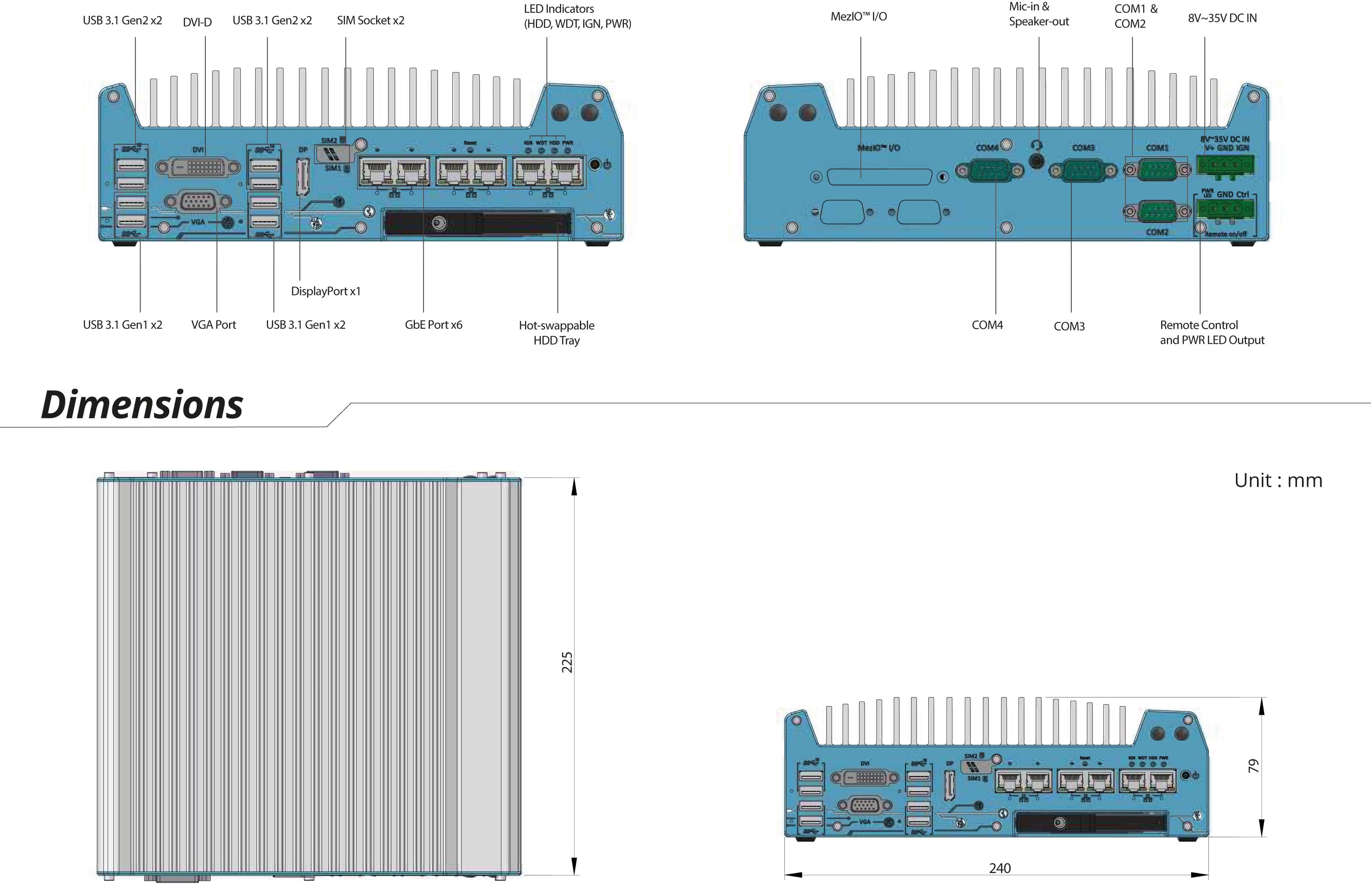 Rugged Embedded: Performance_Box-PC_GOLUB 7000-NC | Barebone [NC, 6x GigE]