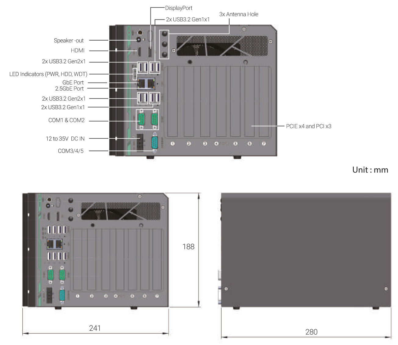 Rugged Embedded: Essentials_Box-PC_CamCollect® 10034 | Barebone [4x PCIe, 3x PCI]