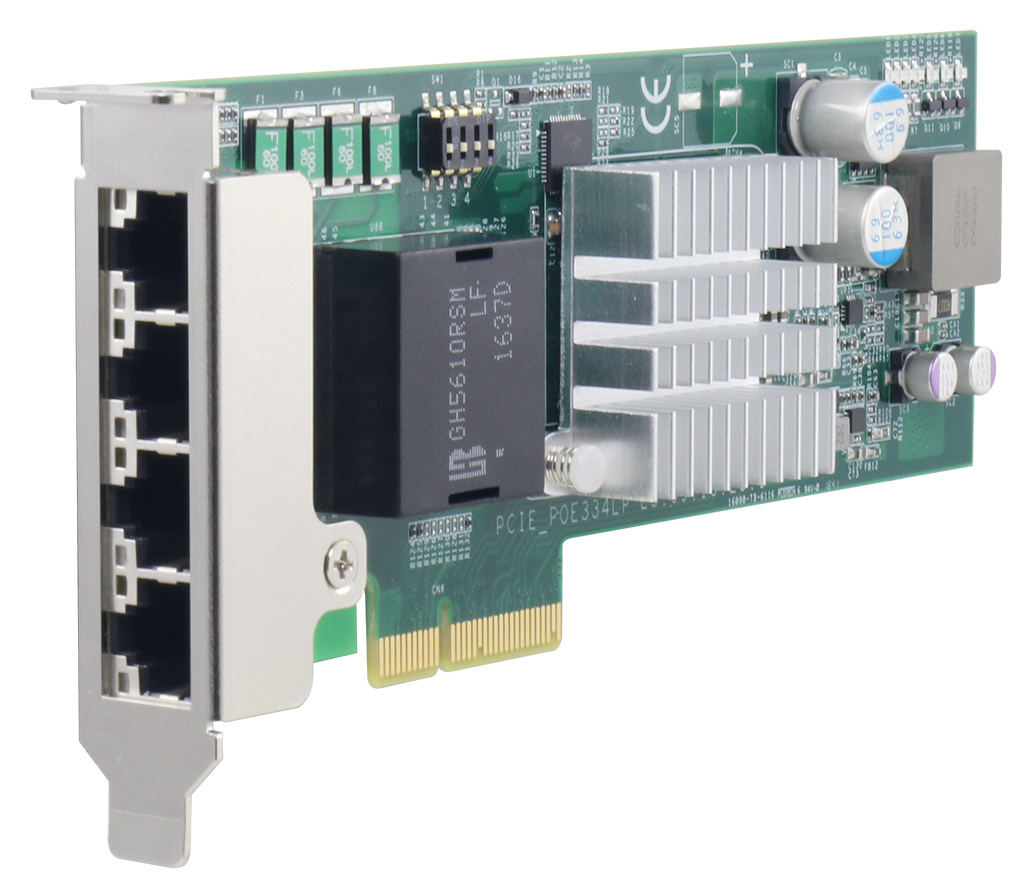 APROtech GmbH_Components_Accessories_4-port Ethernet PoE+ PCIe card, Intel® I350-AM4 [4x GigE, 4x PoE+, Low-profile]