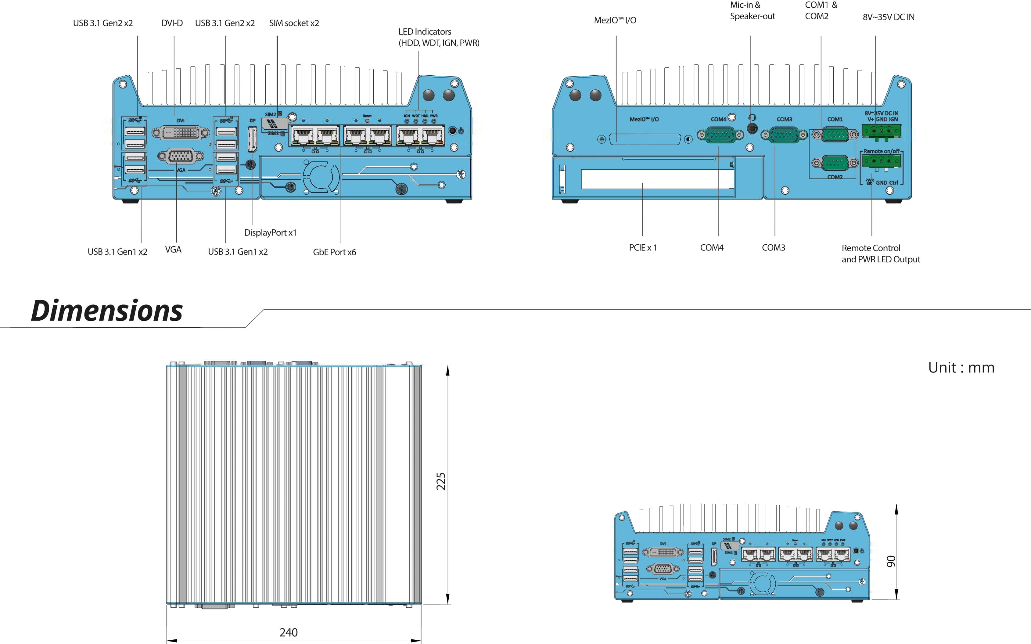 Rugged Embedded: Performance_Box-PC_GOLUB 7000-SE | Barebone [PCIe, 2x GigE]