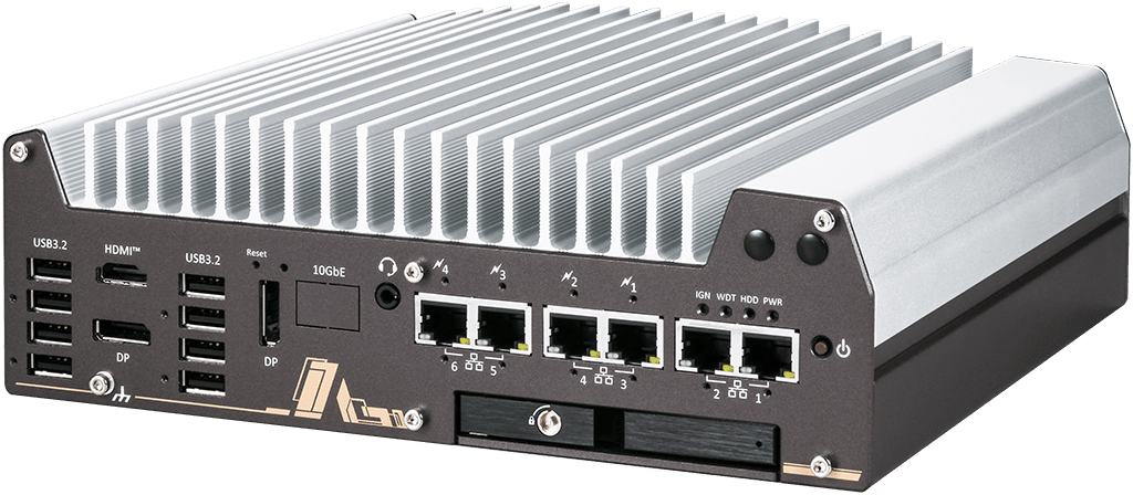 Rugged Embedded: Performance_Box-PC_GOLUB 11006LP-PoE-10G| Barebone [1x 10GigE, 5x 2.5GigE, 1x GigE, 4x PoE+]