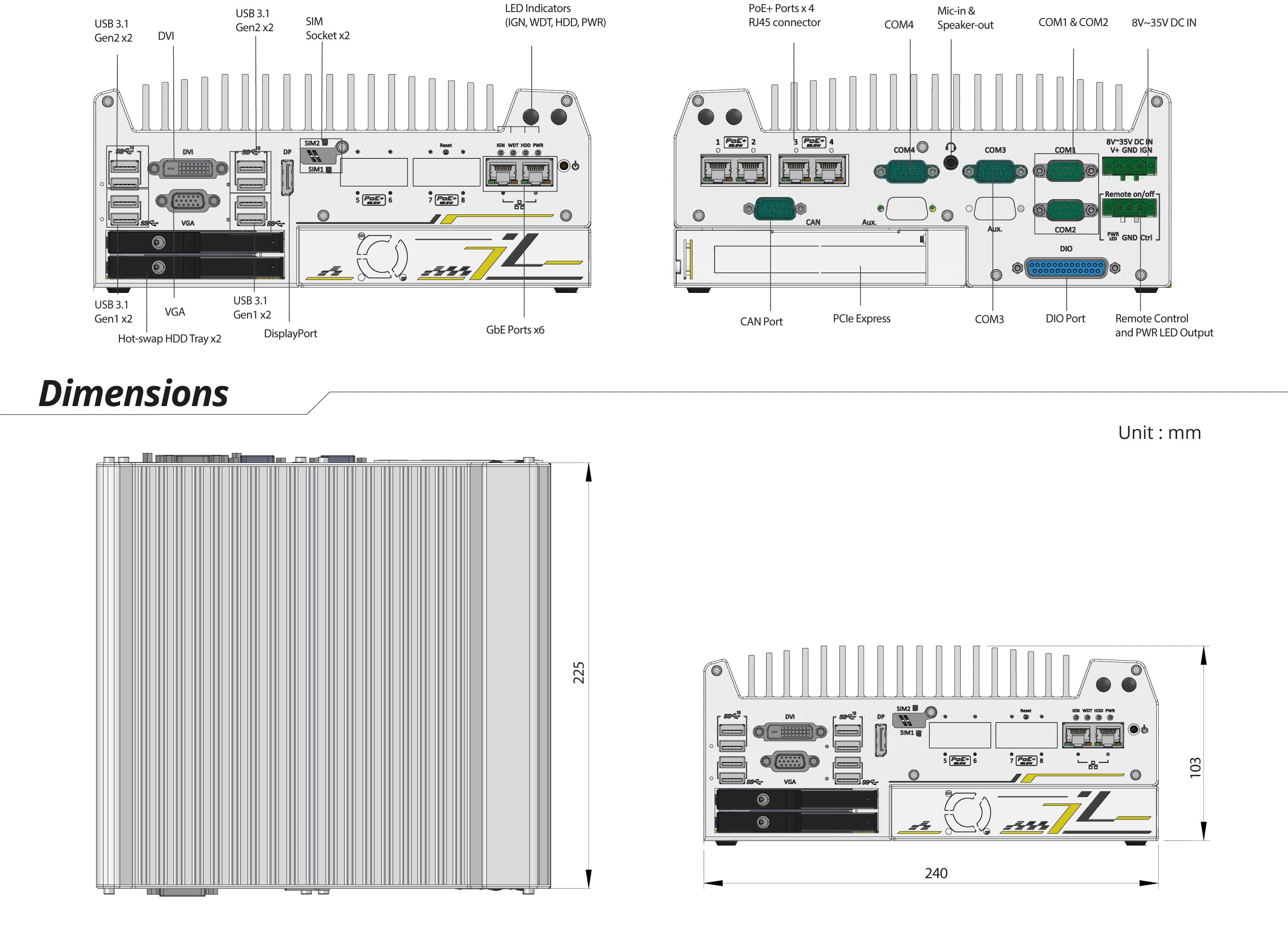 Rugged Embedded: Performance_Box-PC_GOLUB 7204 | Barebone [6x GigE, 4x PoE+]