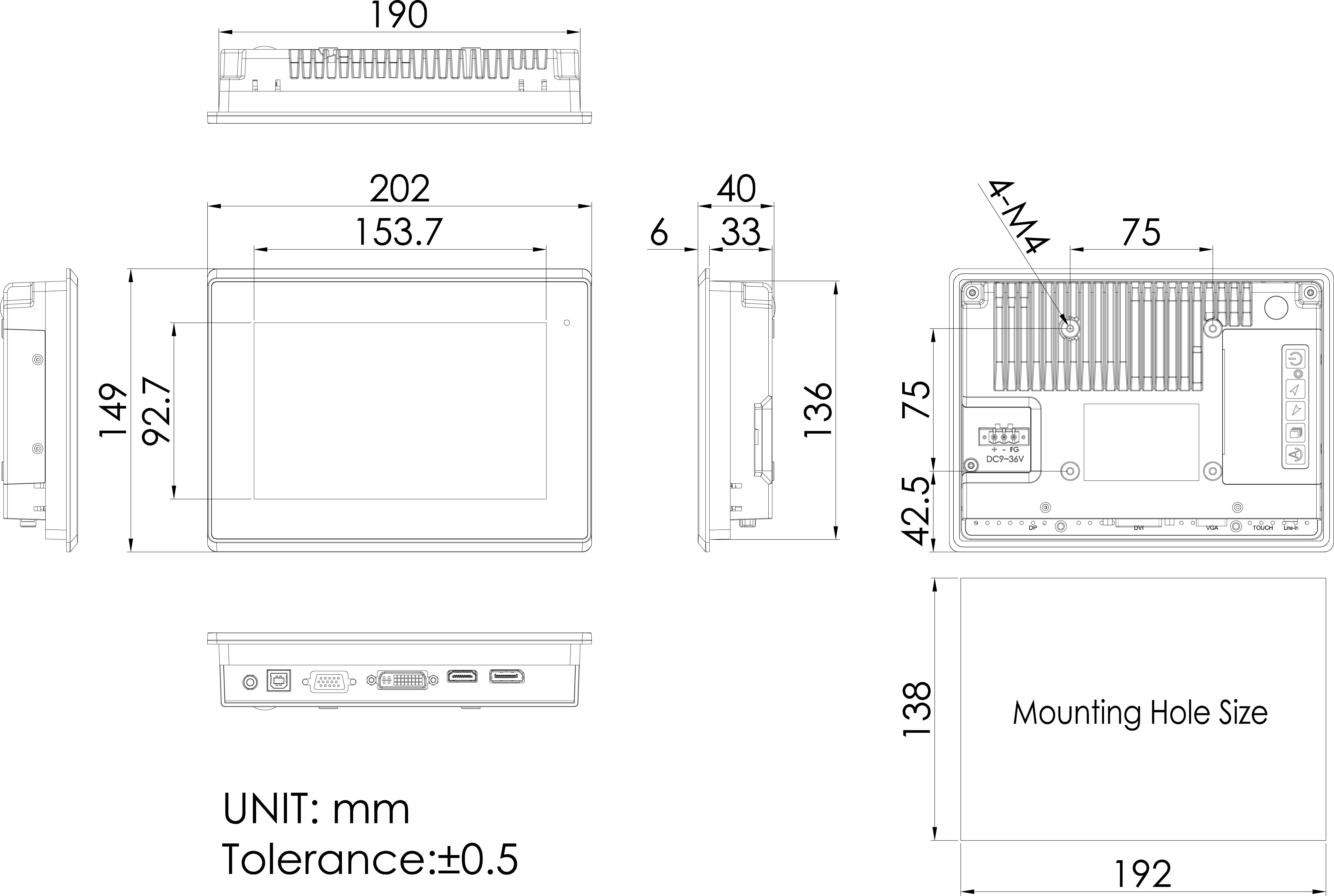 Touch-Monitore: Panel Mount_Touch-Monitor_FALCON AP 7-RC-SR [w/o Touch]