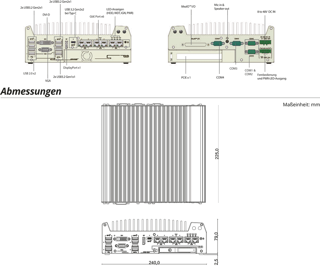 Rugged Embedded: Performance_Box-PC_GOLUB 9006LP-PoE | Barebone [5x 2.5GigE, 1x GigE, 4x PoE+]