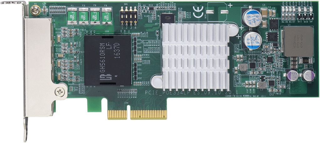 APROtech GmbH_Components_Accessories_4-port Ethernet PoE+ PCIe card, Intel® I350-AM4 [4x GigE, 4x PoE+, Low-profile]