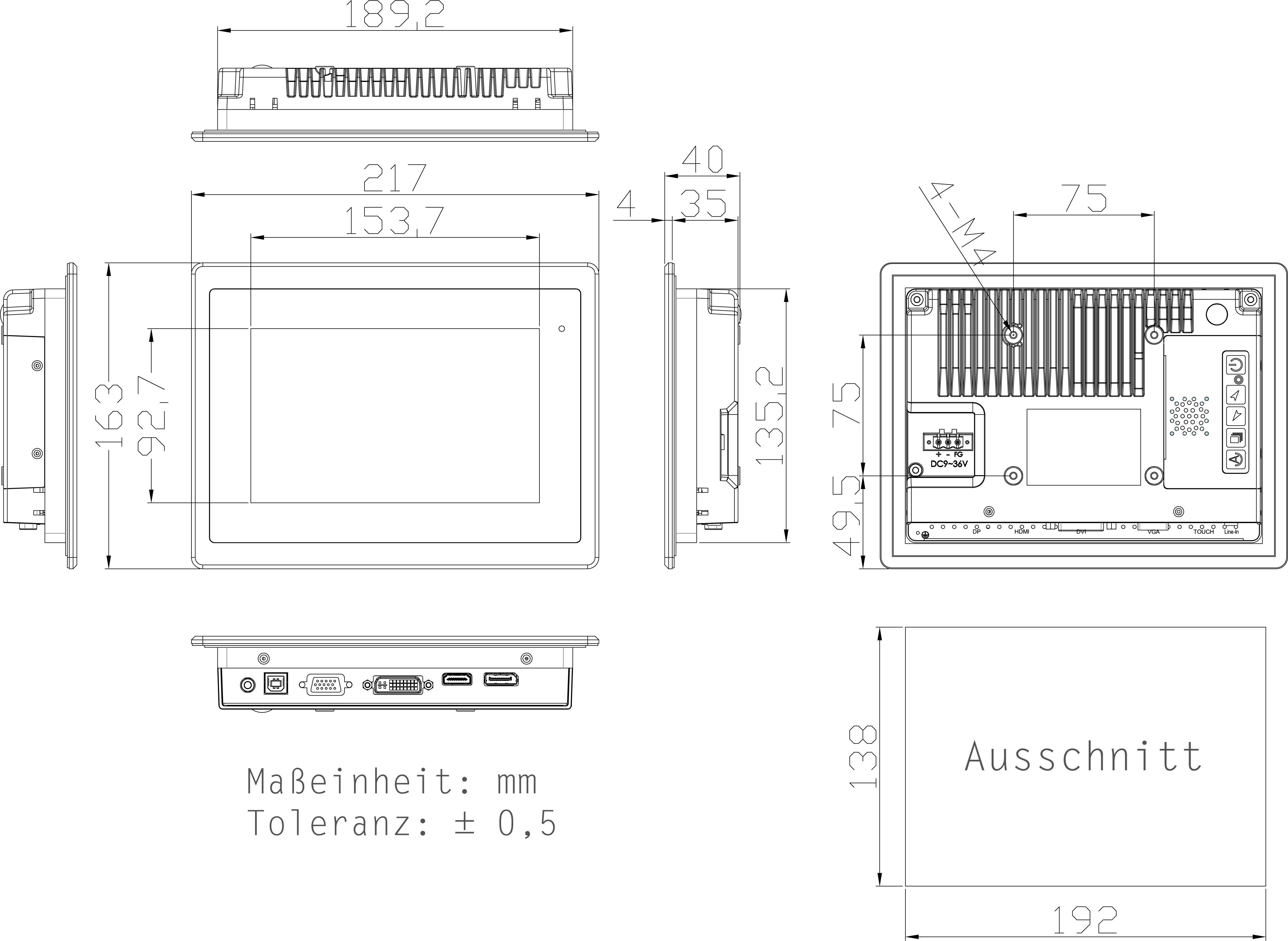 Touch-Monitore: Panel Mount_Touch-Monitor_FALCON AP 7-FA [Stainless Steel 304, RTW]