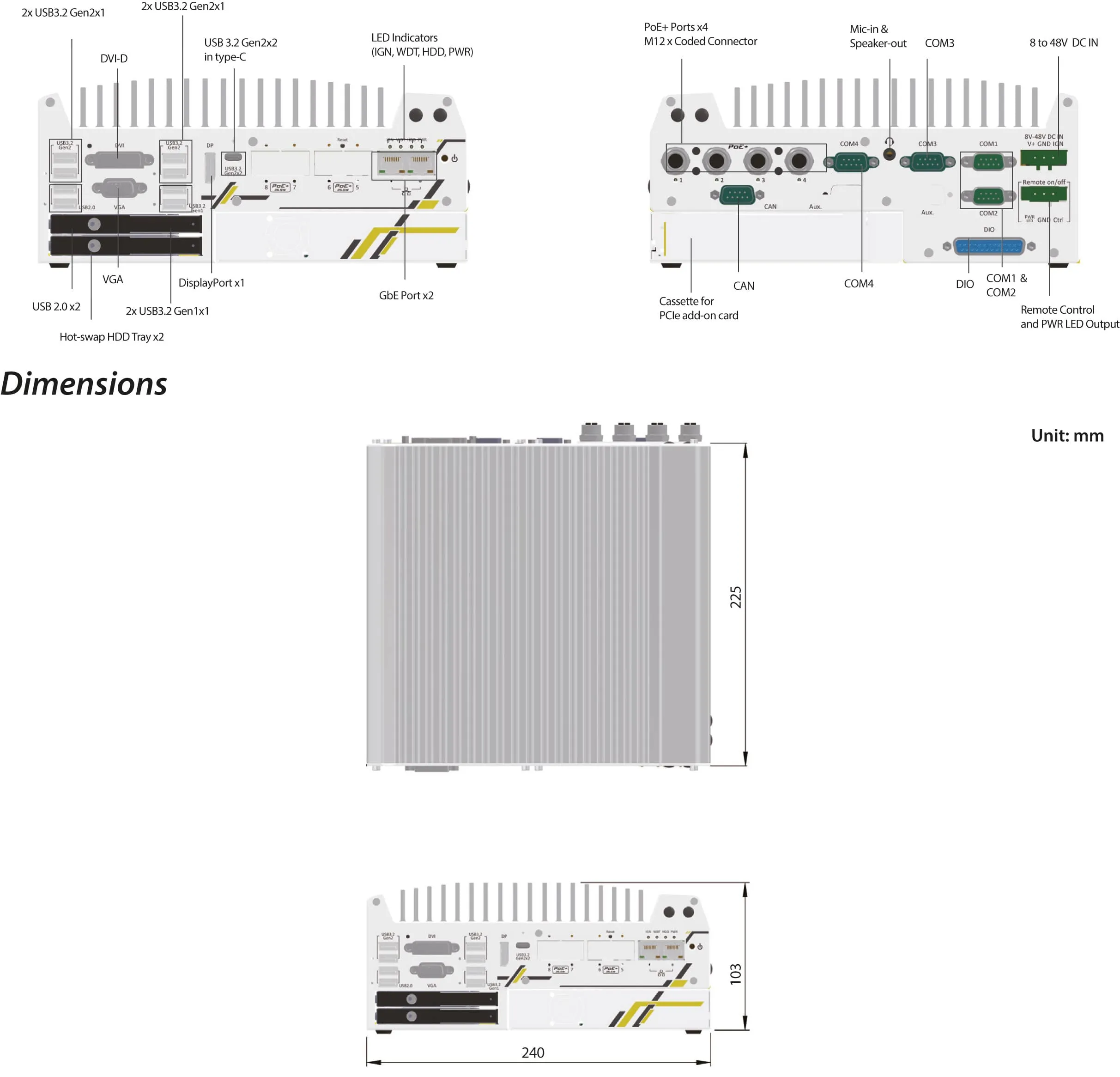 Rugged Embedded: Performance_Box-PC_GOLUB 9208VTC | Barebone [8x PoE+, 1x PCIe]
